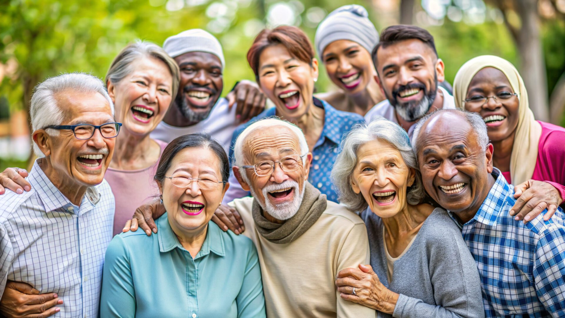 A Woman Standing Beside the Elderly Man Holding a Tablet<br />
